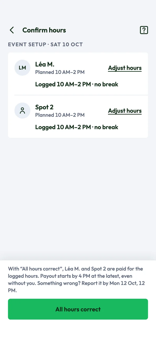 cashgrab business app: confirm hours